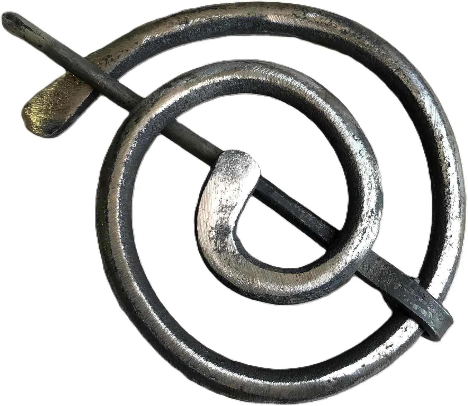 Silver clock pin scarf pin wire wrap round spiral brooch Sterling silver Copper Minimalist Handmade