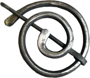 Silver clock pin scarf pin wire wrap round spiral brooch Sterling silver Copper Minimalist Handmade