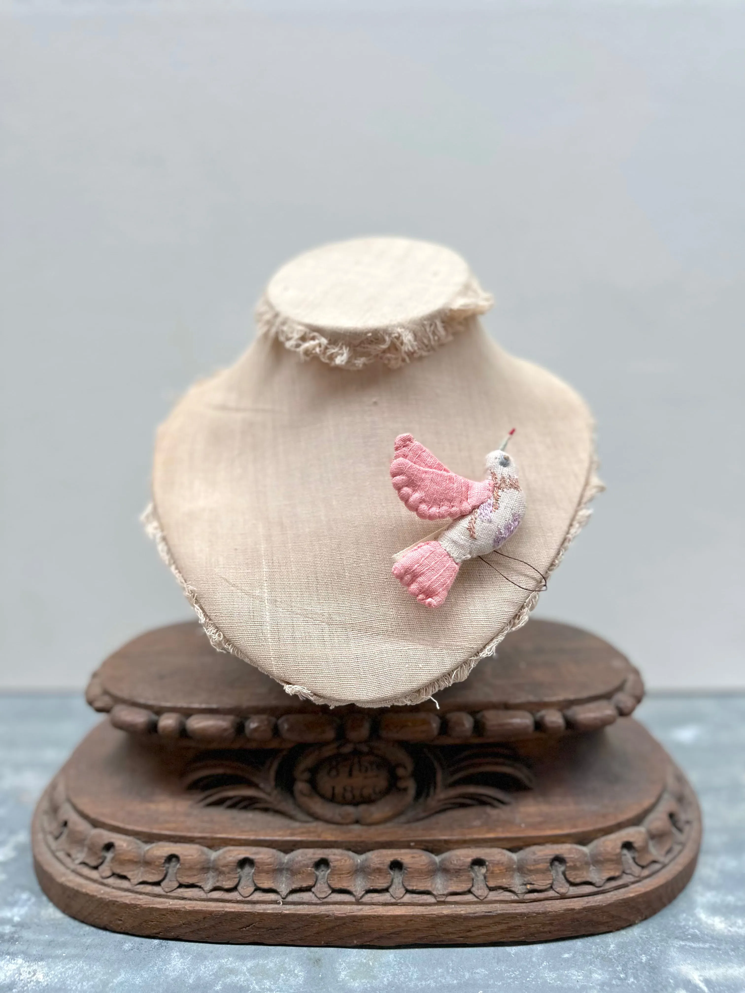 Sophie Digard Crochet Flying Pink Bird Brooch