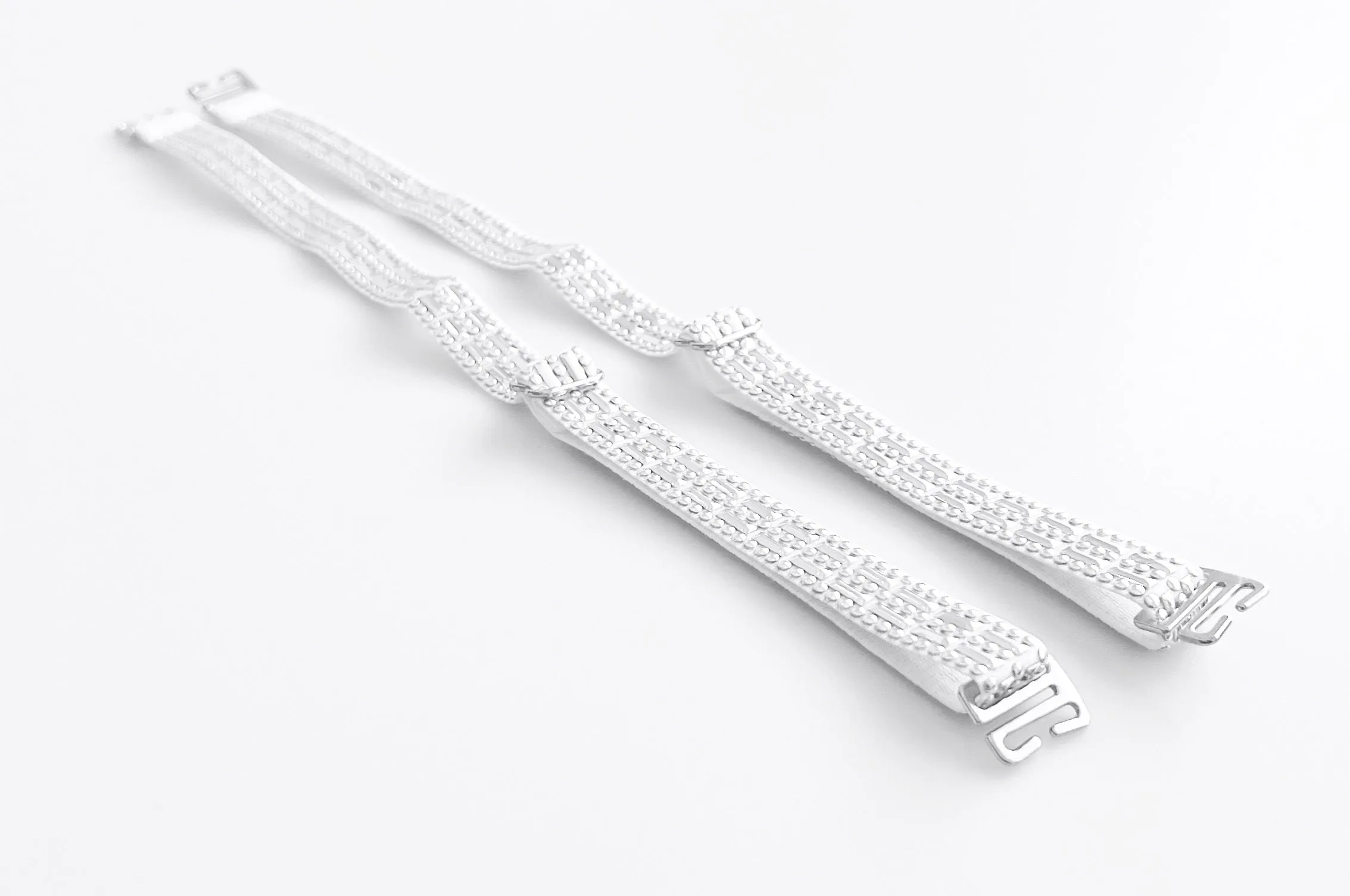 Strap Situation - White Silver Studs On White