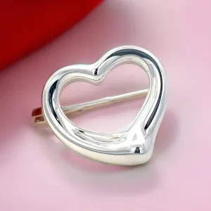 Tiffany & Co Estate Large Open Heart Brooch By Elsa Peretti Silver TIF745