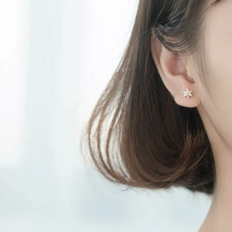 Tiny maple leaf earrings| Apricot Leaf | Little leaves studs| Studs| Sterling Silver| Cute
